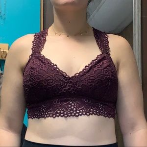 NWOT Aerie Women's Dark Purple Racerback Bralette XL